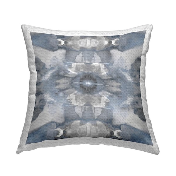 Stupell Industries Symmetrical Grey Blue Pattern Grey Square Outdoor Throw Pillow