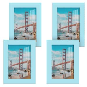 Modern 4 in. x 6 in. Light Blue Picture Frame (Set of 4)
