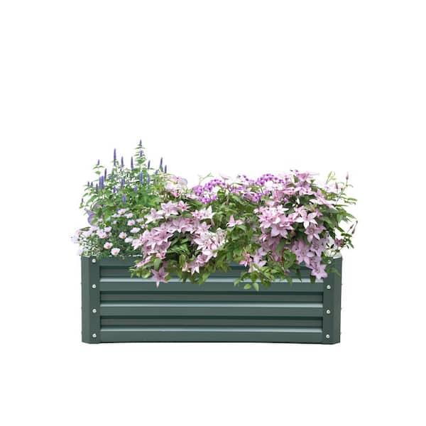OVASTLKUY 3 ft. x 3 ft. Outdoor Steel Garden Bed Box Vegetable Flower Planter Bed Kit