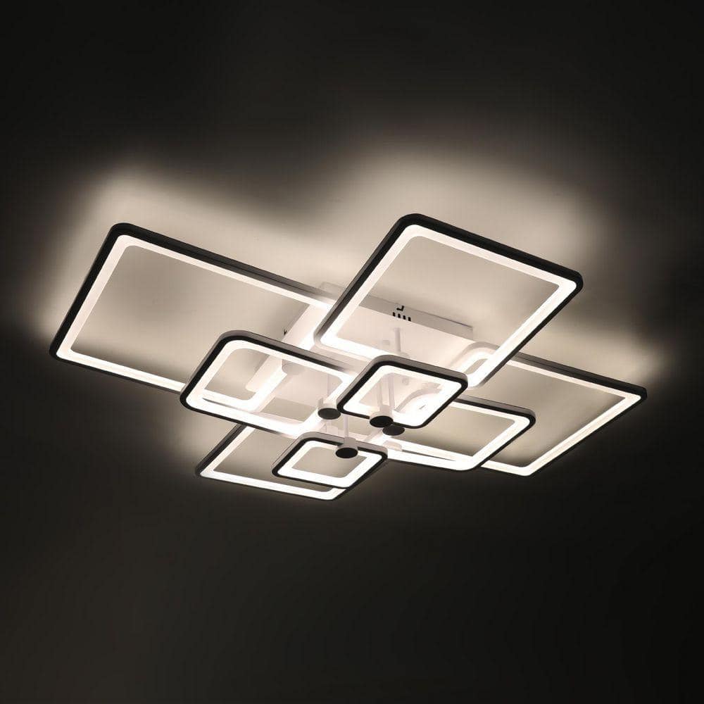 OUKANING 41.34 in. White Modern Flush Mount LED Ceiling Light with