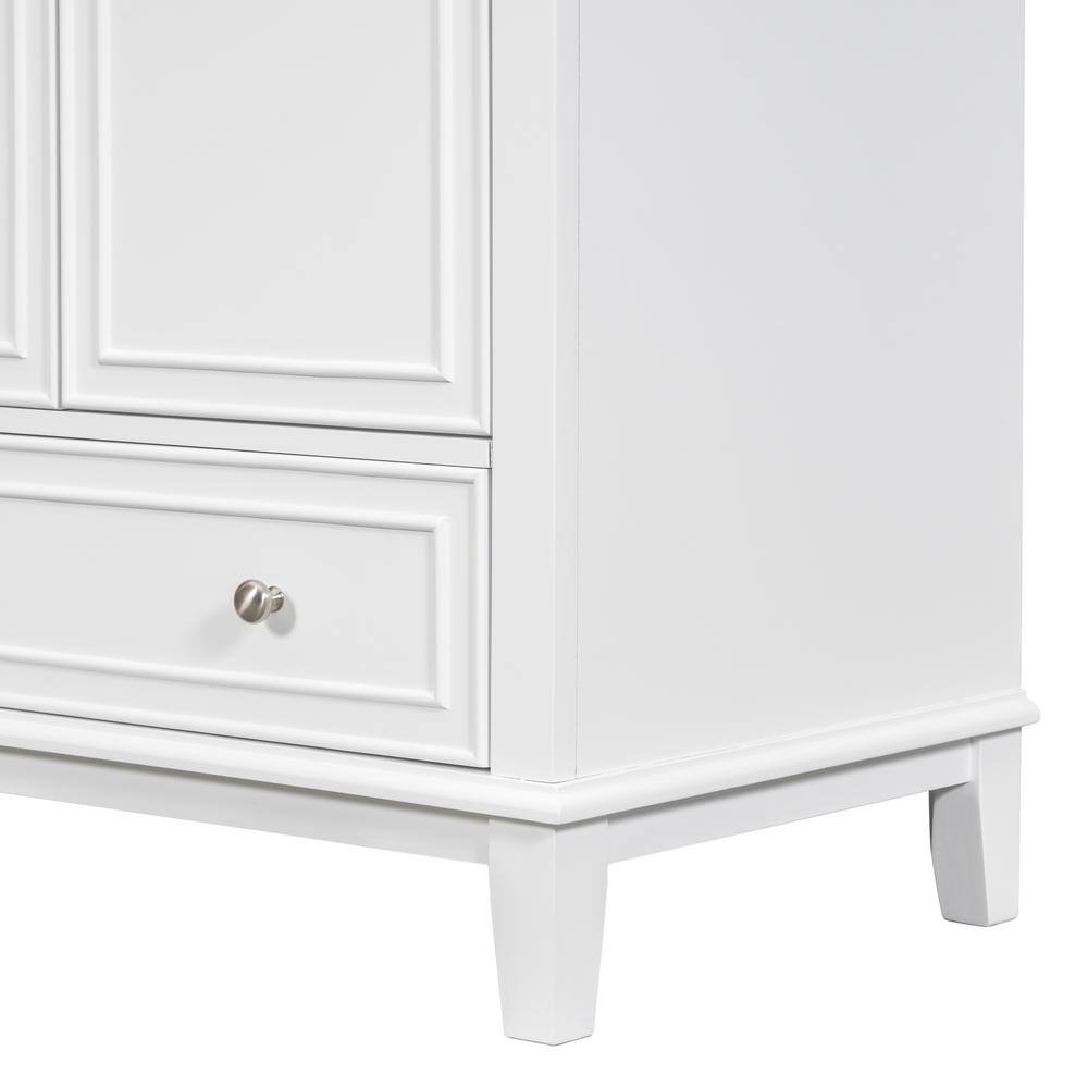 White Solid Wood Freestanding Bathroom Vanity Cabinet with Drawer