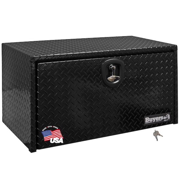 BUYERS PRODUCTS 18 in. x 18 in. x 18 in. Gloss Black Diamond Tread Aluminum Underbody Truck Tool Box