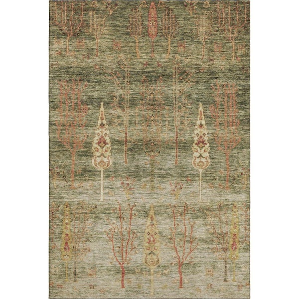 Mayfield Premium Machine Washable Abstract AMF1922 Aloe 10 ft. x 14 ft. Area Rug