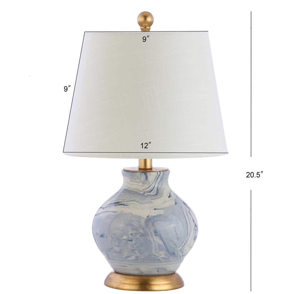 Classic 20.5" Blue and White Marbleized Ceramic Table Lamp