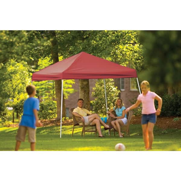 ShelterLogic 10 ft. W x 10 ft. D Sports Series Slant-Leg Pop-Up Canopy in  Red w/ 4-Position-Adjustable Steel Frame and Storage Bag 22556 The Home  Depot