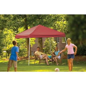 10 ft. W x 10 ft. D Sports Series Slant-Leg Pop-Up Canopy in Red w/ 4-Position-Adjustable Steel Frame and Storage Bag