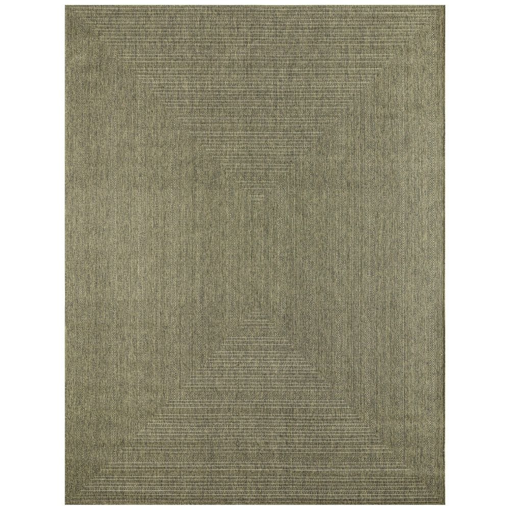 Nourison Tulum Olive 8 ft. x 10 ft. Linear Contemporary Area Rug 139585 ...