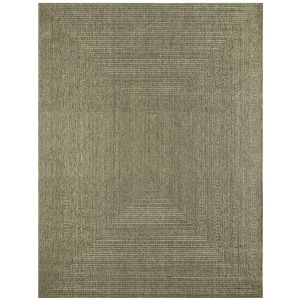 Tulum Olive 8 ft. x 10 ft. Linear Contemporary Area Rug