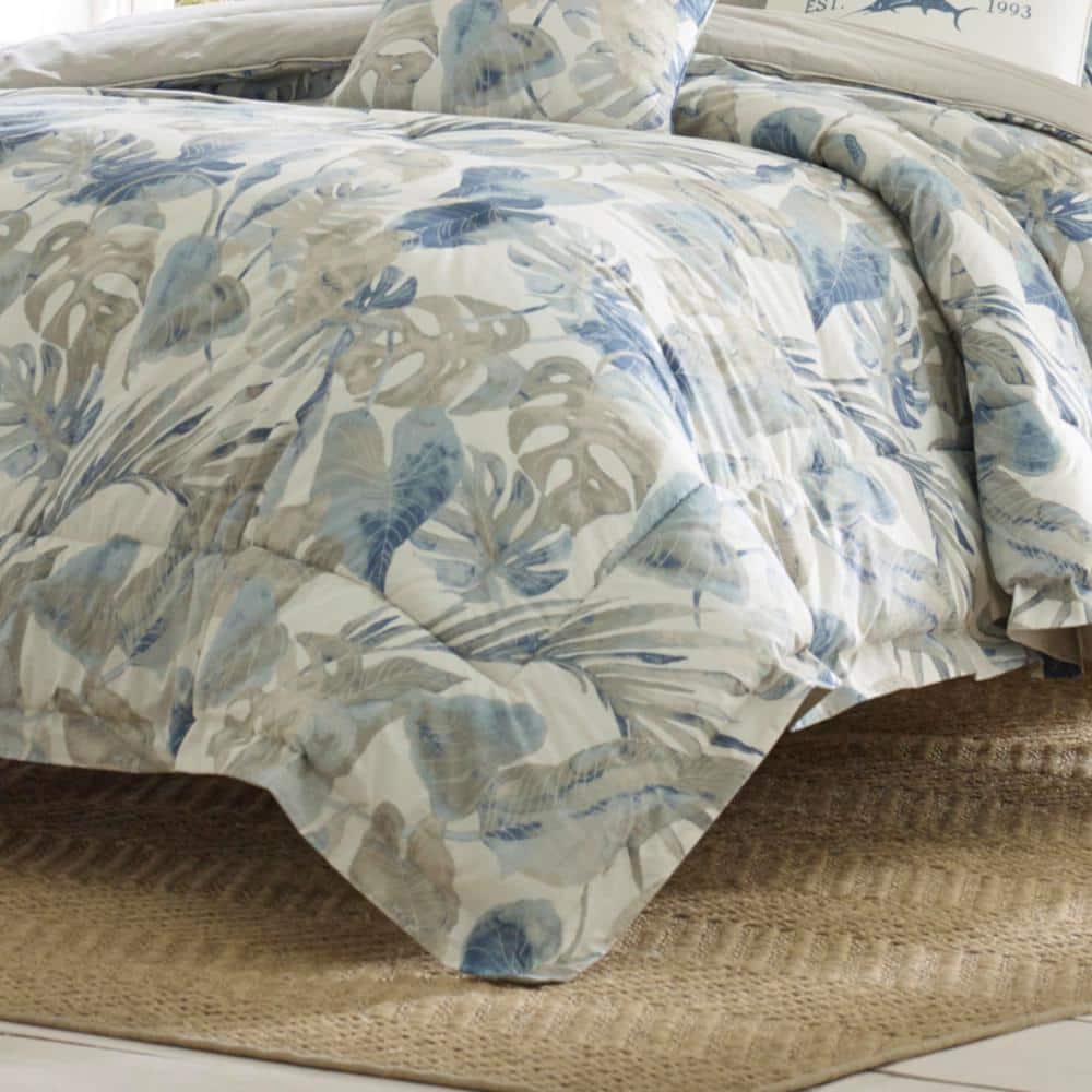 Coastal Breeze King Comforter Set in Chambray Blue with Cotton Feel