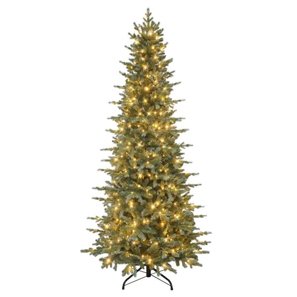 7.5 ft. Pre-Lit Slim Linden Fir Artificial Christmas Tree with 350 Dual-Color LED Lights