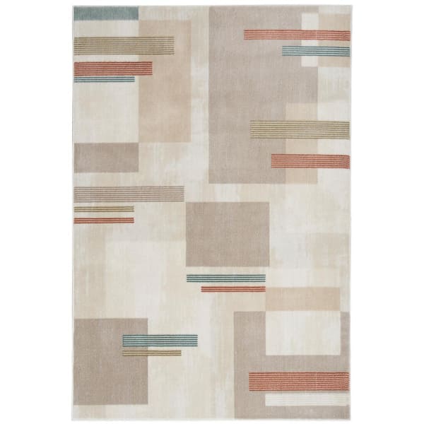 Nourison Thalia Ivory Multicolor 5 ft. x 7 ft. Geometric Contemporary Area Rug