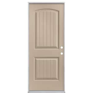 32 in. x 80 in. Cheyenne 2-Panel Left Hand Inswing Painted Smooth Fiberglass Prehung Front Exterior Door No Brickmold