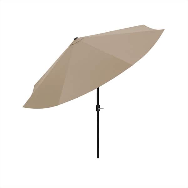 Pure Garden 10 ft. Aluminum Outdoor Market Patio Umbrella with Auto Tilt, Easy Crank Lift in Sand