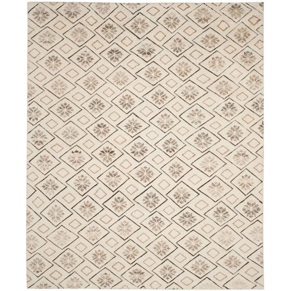Challe 9 ft. x 12 ft. Ivory High-Low Diamond Area Rug