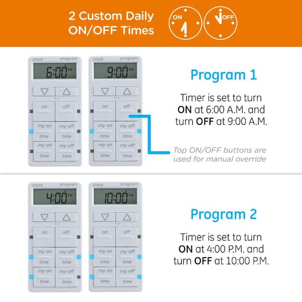 myTouchSmart Simple Set 15 Amp 120 Volt 24 Hour Indoor In Wall Digital Programmable Timer White 26893 P1