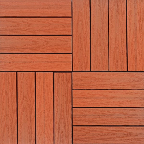 NewTechWood UltraShield Naturale 1 ft. x 1 ft. Quick Deck Outdoor Composite Deck Tile Sample in Madrid Red