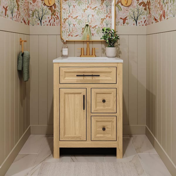 Haldone 25 in. Single Sink Sunlit Bath Vanity with White Cultured Marble Top (Assembled)