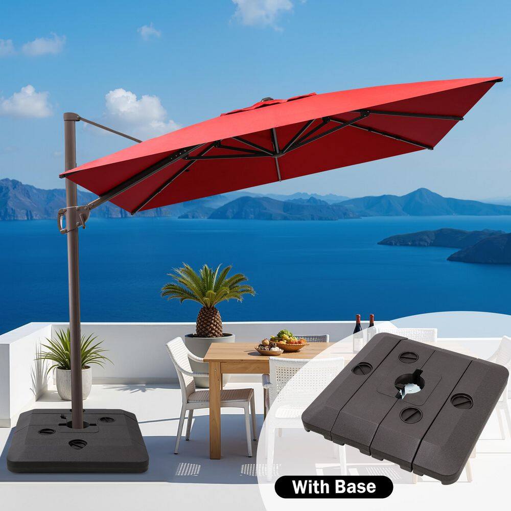 9 ft. x 11 ft. Swivel Top Cantilever Tilt Patio Umbrella in Red with 240 lbs. HDPE Base Stand price history on PriceWatchPro