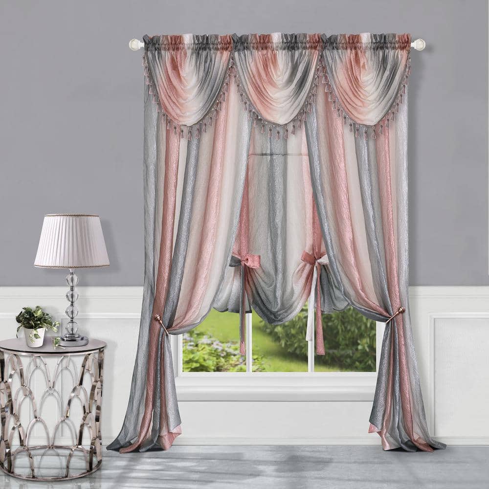 Blush Ombre Light Filtering Polyester Rod Pocket Curtain Panel, 50" x 84"