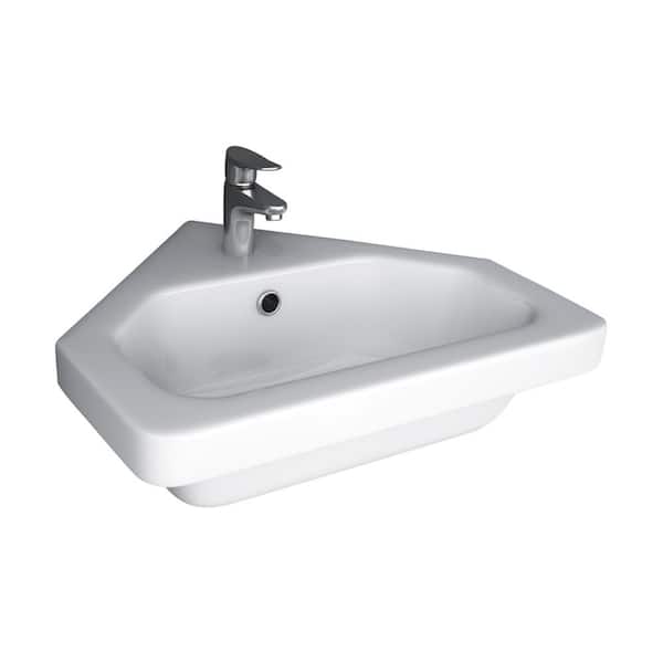 Barclay Products Resort Corner Wall-Mount Sink in White