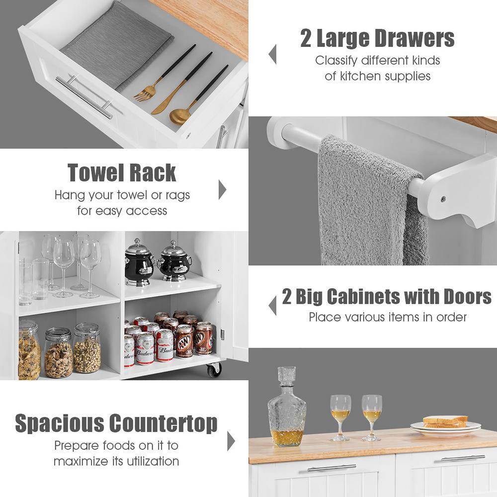 White Kitchen Cart with Cabinet - thumbnail 7