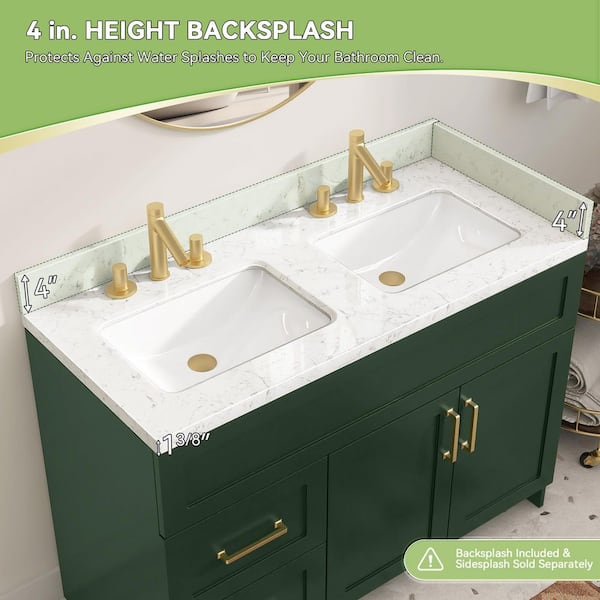 Getpro 48 in. W x 22 in. D Engineered Stone White Rectangular