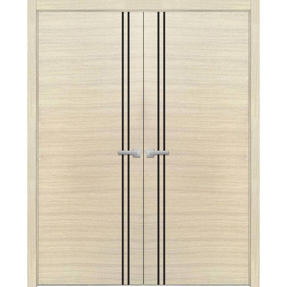 56 in. x 96 in. 2 Panel Natural Veneer Finished Solid Wood with Honeycomb Sliding Door with Hardware price history on PriceWatchPro