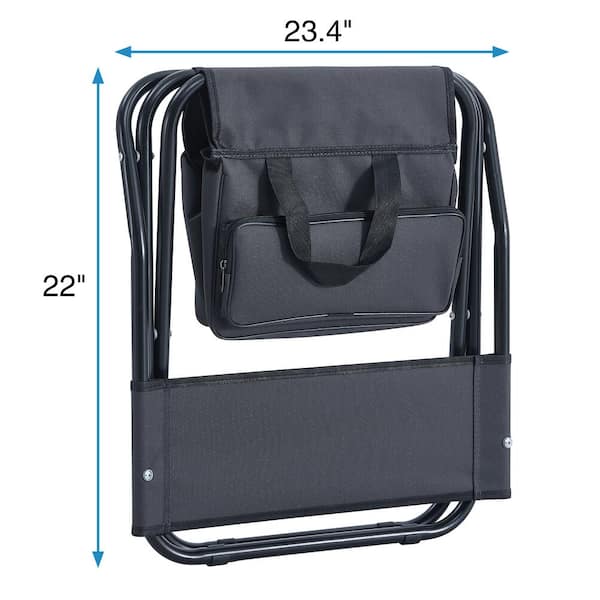 3-Piece Outdoor Steel and Black Oxford Cloth Folding Camping