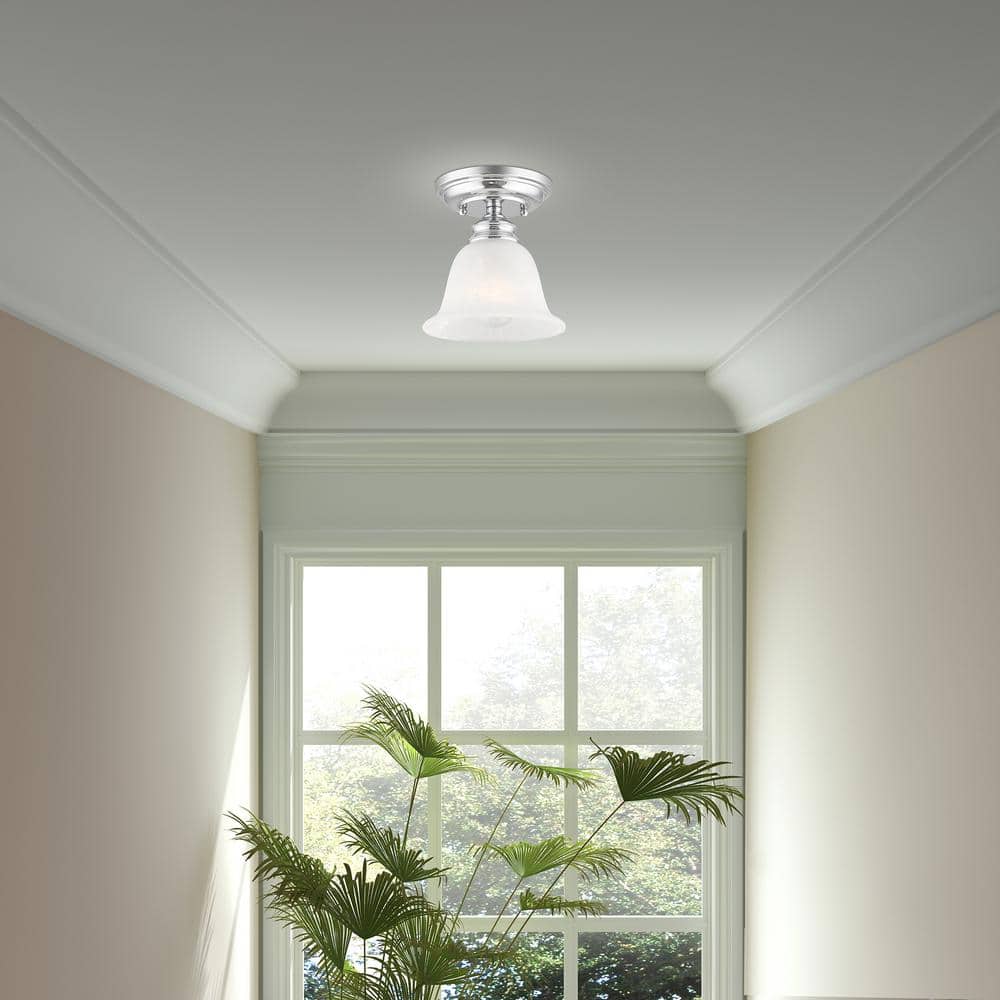 Essex Polished Chrome 6.25" Flush Mount Ceiling Light with Alabaster Glass