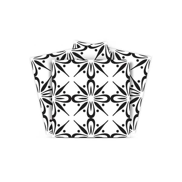 MI ALMA Black and White BKW2 7 in. x 7 in. Vinyl Peel and Stick Tile (24 Tiles, 8.17 sq. ft./pack)