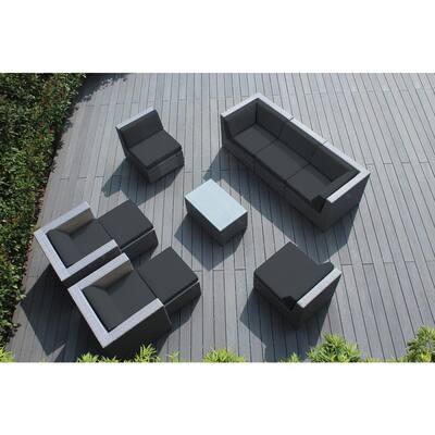 Gray 10-Piece Wicker Patio Seating Set with Sunbrella Coal Cushions