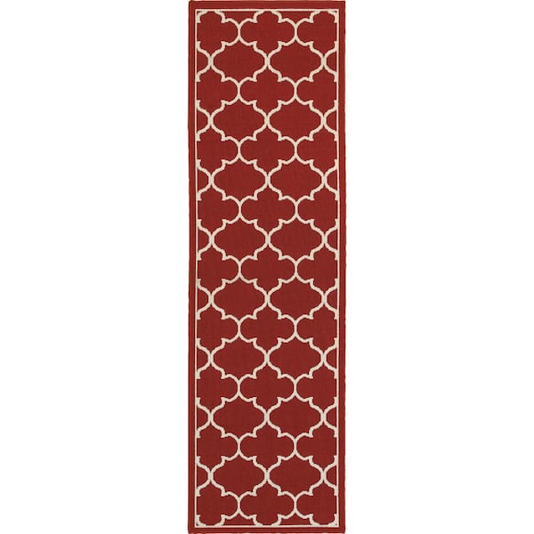 Valley Red 2 ft. x 8 ft. Indoor/Outdoor Patio Runner Rug