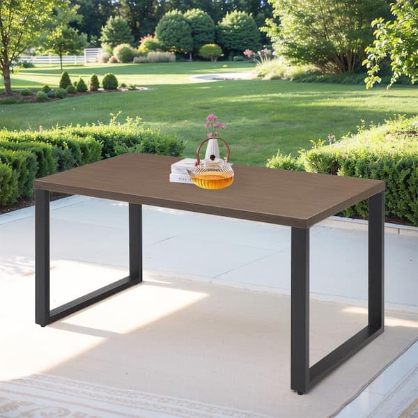 Gymojoy Valenta Brown Rectangular Matal Outdoor Dining Table