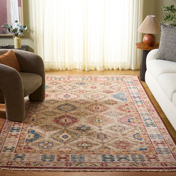 Samarkand 6 ft. x 9 ft. Beige/Ivory Geometric Ornate Area Rug