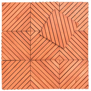 1 ft. W x 1 ft. L Patio 12-Diagonal Slat Eucalyptus Interlocking Wooden Deck Tile in Brown(Set of 10)