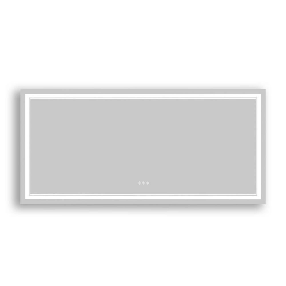 60 in. W x 28 in. H Rectangular Frameless Tempered Glass LED Wall Bathroom Vanity Mirror in White price history on PriceWatchPro