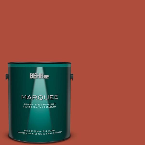 BEHR MARQUEE 1 gal. #MQ4-35 Torch Red One-Coat Hide Semi-Gloss Enamel Interior Paint & Primer
