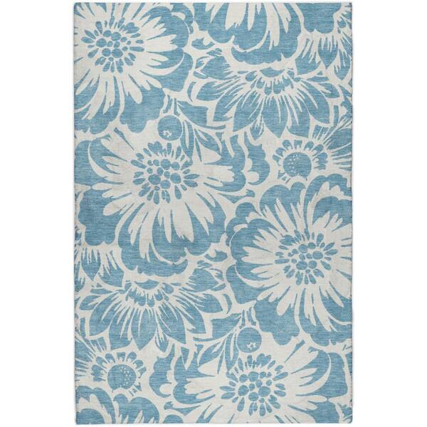 Dream Shag Premium Machine Washable Abstract ADS551 Denim 8 ft. x 10 ft. Area Rug
