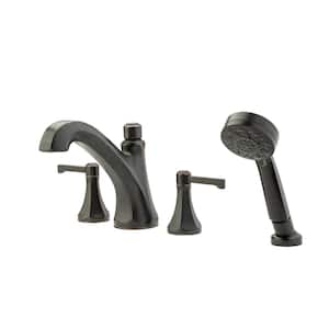 Arterra 2-Handle Deck Mount Roman Tub Faucet Trim Kit with Handshower Shower in Tuscan Bronze (Valve Not Included)