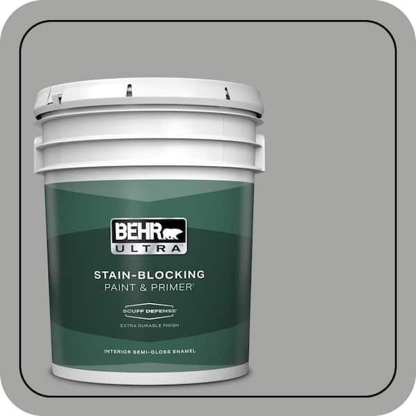 BEHR ULTRA 5 gal. #PPU24-18 Great Graphite Extra Durable Semi-Gloss Enamel Interior Paint & Primer