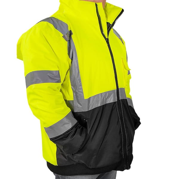 Stark Large Yellow Mesh High Visibility Reflective Class 3 Safety Vest Bomber Jacket