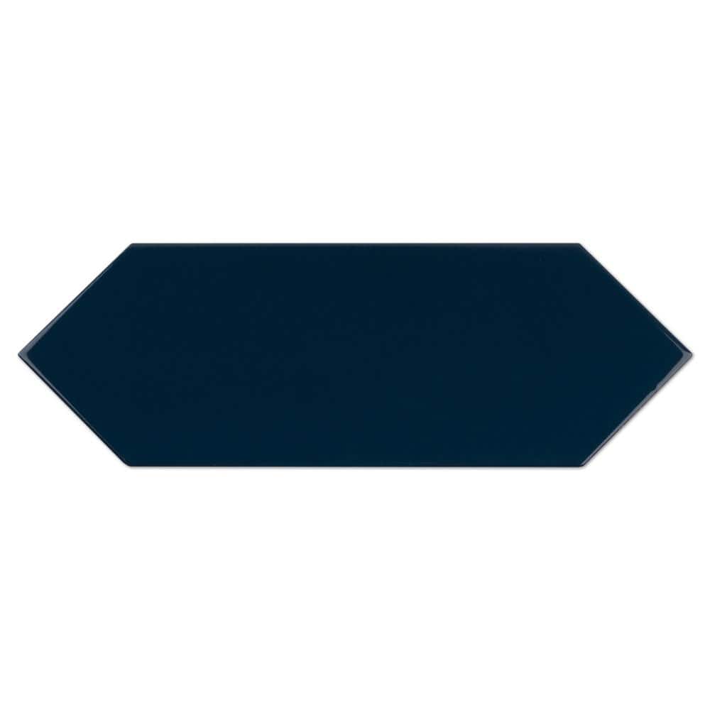 Denim Blue Polished Ceramic Picket Wall Tile 3.94" x 11.81"
