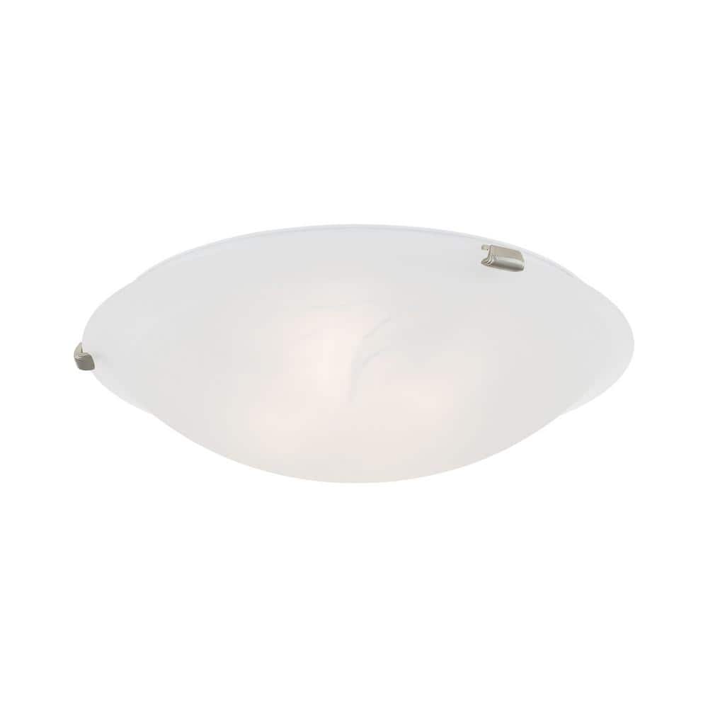 Transitional Brushed Nickel 4-Light Flush Mount with White Alabaster Glass