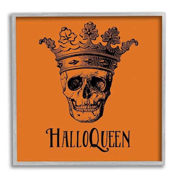 Stupell Industries Hallo Queen Skull in Crown by 2 If by Sea 1-Piece Framed Graphic Print Typography Poster Art Print 12 in. x 12 in.