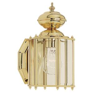 Classico 1-Light Polished Brass Outdoor 10.5 in. Wall Lantern Sconce