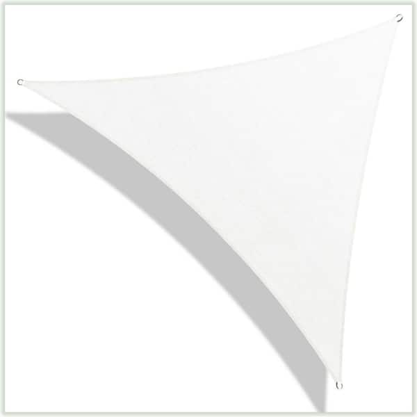 COLOURTREE 24 Ft. X 24 Ft. 190 GSM White Equilateral Triangle Sun Shade ...