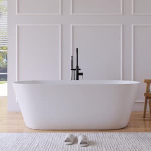 Maria 67 in. Stone Resin Solid Surface Matte Flatbottom Freestanding Bathtub in White