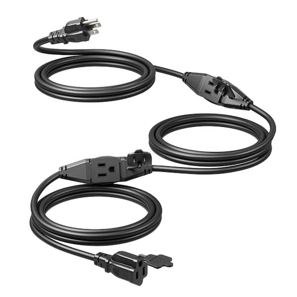 27 ft. 16AWG SJTW / 3, Outdoor Heavy Duty Extension Cord 3-Outlet with On/Off Switch and Waterproof Silicone Cover Black