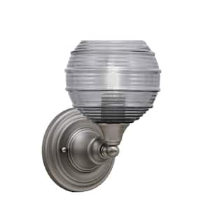 Fulton 1 Light Brushed Nickel Wall Sconce 6 in. Smoke Ribbed Glass