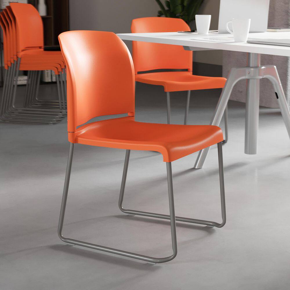 Hercules 880 lb. Capacity Orange Metal Stack Chair with Sleek Design